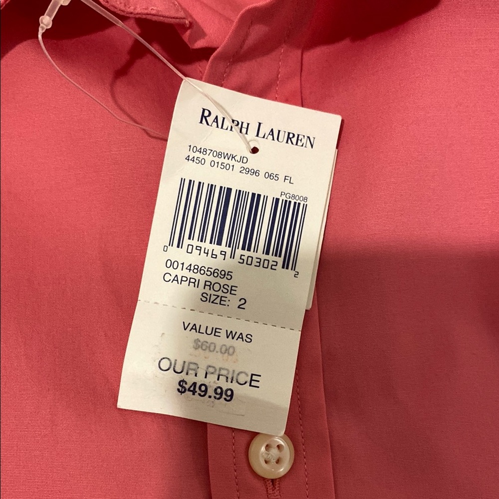 Ralph Lauren Pink Casual Button Down Shirt with Classic Collar - Picture 6 of 7